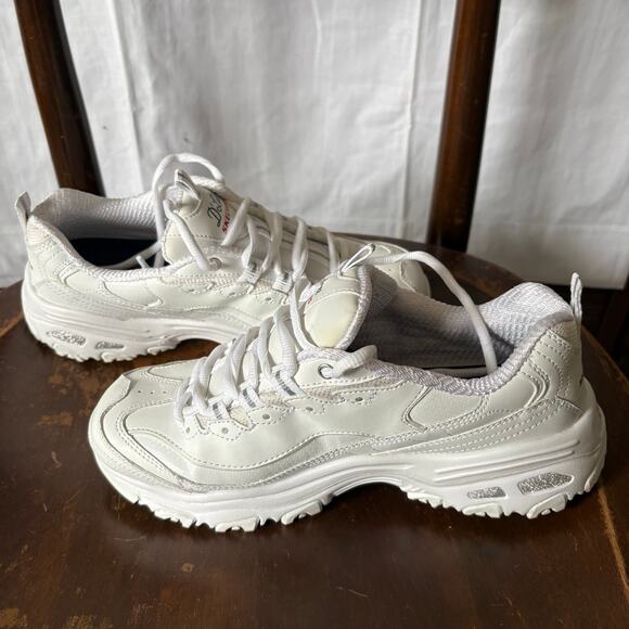 Skechers Womens D Lite 11931EW White Casual Shoes Sneakers Size 8 Wide Fit - Picture 2 of 8